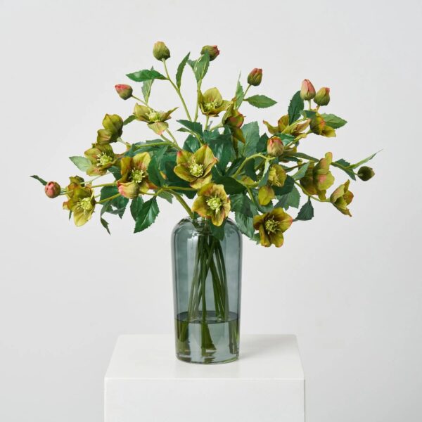 The Winter Rose - Sage and Olive Helleborus Bloom Water Illusion Arrangement Centerpiece