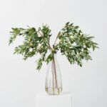 Lifelike Amalfi Olive Branches in Large Recycled Glass Bottle Vase Everyday Greenery Water Illusion Arrangement