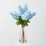 Real Touch Light Blue Panicle Cone Hydrangea Blooms Everyday Recycled Glass Vase