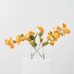 Lifelike Orange Sunset Bougainvillea Branches in Modern Rectangular Pocket Vase Spring Water Illusion Arrangement