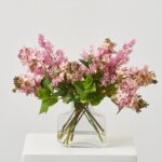 Real Touch Pink Lavender Lilac Blooms and Seeding Branches Water Illusion Arrangement