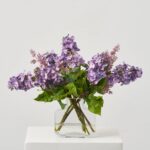 Real Touch Purple Lilac Blooms and Seeding Branches in Factice Vase Spring Water Illusion Arrangement
