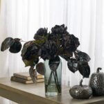 Nightshade Garden - Lustrous Magnolia Leaf with Black Magic Illusion Centerpiece Arrangement - Black and