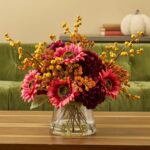 Fall Sangria - Mauve Pink Sunflower, Wine Hydrangea, Golden Fall Floral Arrangement - Multi