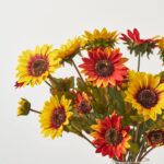 Alternate angle of the Sunflower Spectacle - Golden Pyramid Vase Fall Water showing bloom arrangement