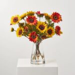 Close-up of vase silhouette detail on this Sunflower Spectacle - Golden Pyramid Vase Fall Water