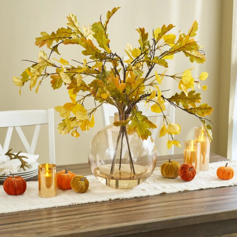 Close-up of vase silhouette detail on this Autumn Glow - Mixed Fall Fall Centerpiece Arrangement