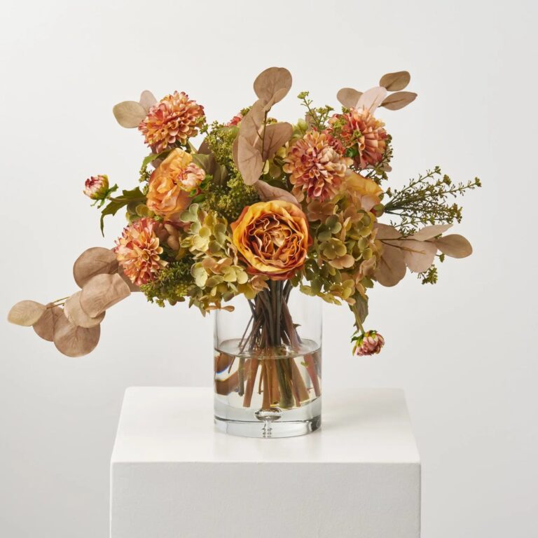 Toasted Meadow - Dried Look Hydrangea, Rose and Dahlia, Water Illusion Arrangement