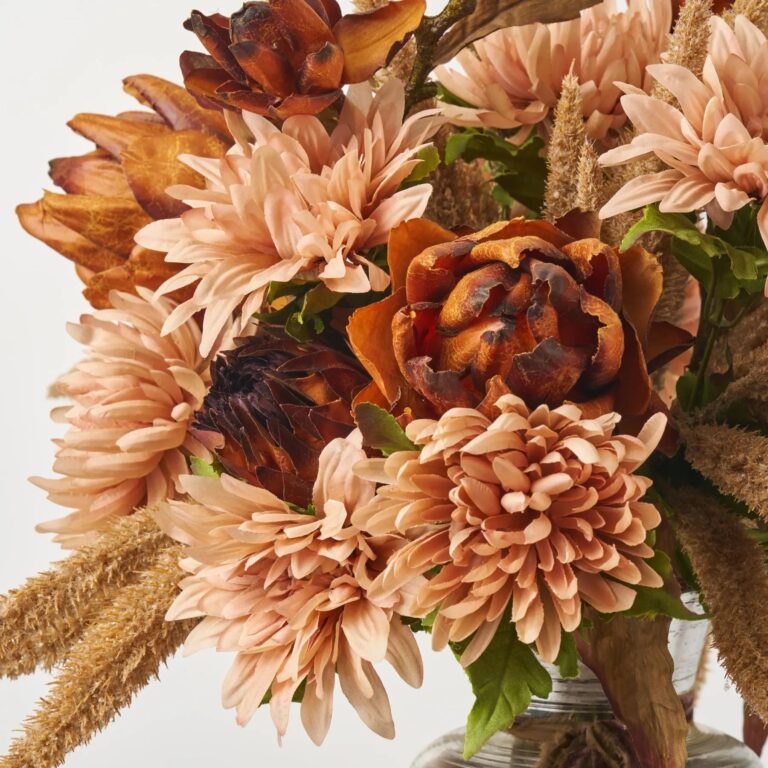 Close-up of vase silhouette detail on this Warm Blooms - Brown Dried Velvet Bow Ribbon