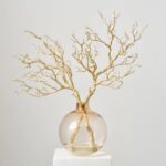 Faux Gold Sparkle Manzanita Branches in Amber Tone Ball Water Illusion Arrangement - Gold