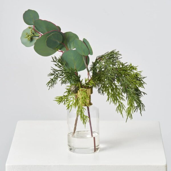 Real Touch Silver Dollar Eucalyptus and Lifelike Cedar Water Illusion Arrangement