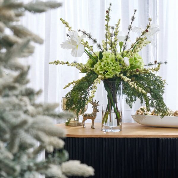 Close-up of vase silhouette detail on this Wintergreen Wonder - Real Touch Water Illusion Arrangement