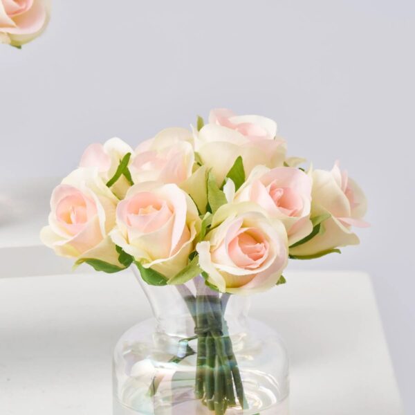 Close-up of vase silhouette detail on this Lifelike Mini Blush Pink Juliette Spring Summer Arrangement
