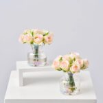 Alternate angle of the Lifelike Mini Blush Pink Juliette Spring Summer Arrangement showing bloom arrangement