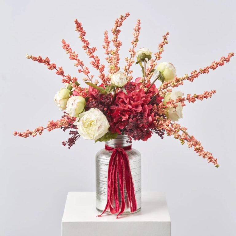 For You My Love - Rose Hydrangea, Cream Peony, Spring Fall Arrangement Centerpiece - Rose