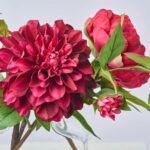 Alternate angle of the Summer Blooms Trio - Burgundy Factice Vase showing bloom arrangement in