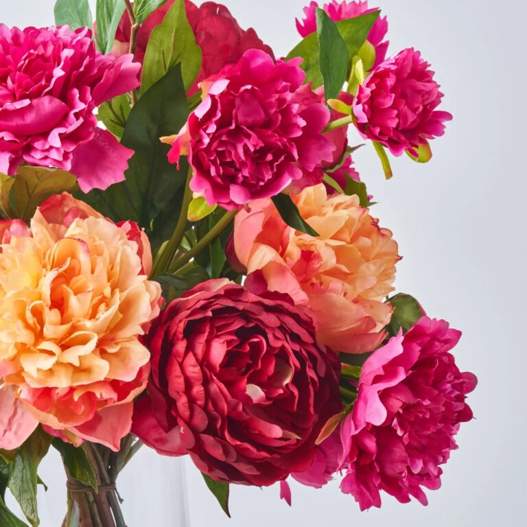 Close-up of vase silhouette detail on this Summer Peony Bouquet - Large Water Illusion Arrangement