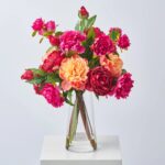Summer Peony Bouquet - Large Blooms in Coral Orange, Water Illusion Arrangement