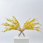 Classic Yellow Forsythia Branches in Modern Factice Vase Spring Water Illusion Arrangement - Yellow