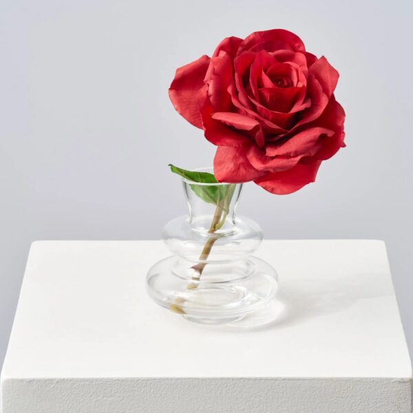 Real Touch Red Diana Rose Large Bloom in Layered Vase Everyday Water Illusion Arrangement