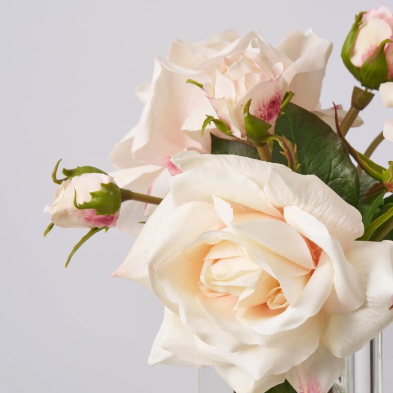 Close-up of vase silhouette detail on this Real Touch Blush Pink Juliette Water Illusion Arrangement
