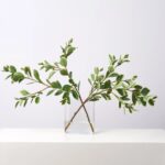 Real Touch Variegated Japanese Euonymus Branches in Modern Oval Water Illusion Arrangement
