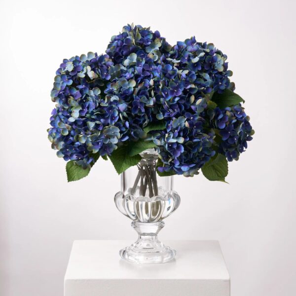 Lifelike Dark Blue Green Hydrangea Blooms Water Illusion Everyday Large Urn Vase
