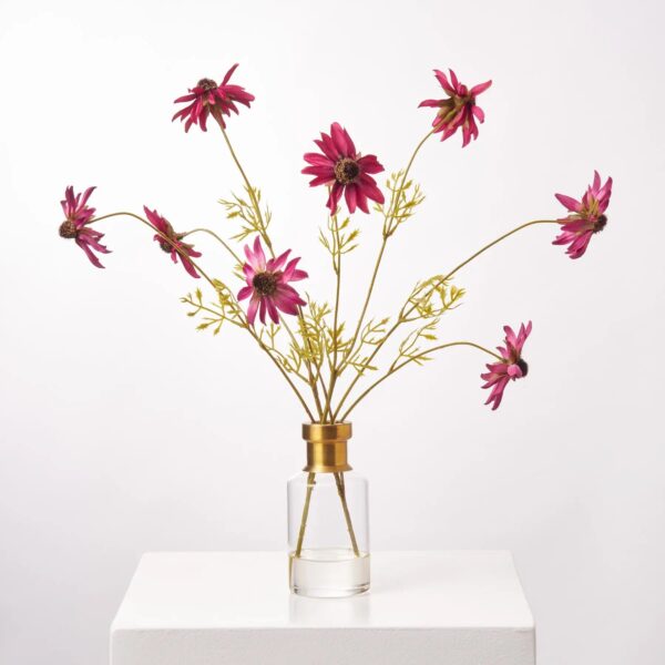 Purple Wine Mixed Rudbeckia Wild Flowers in Gold Rim Water Illusion Arrangement