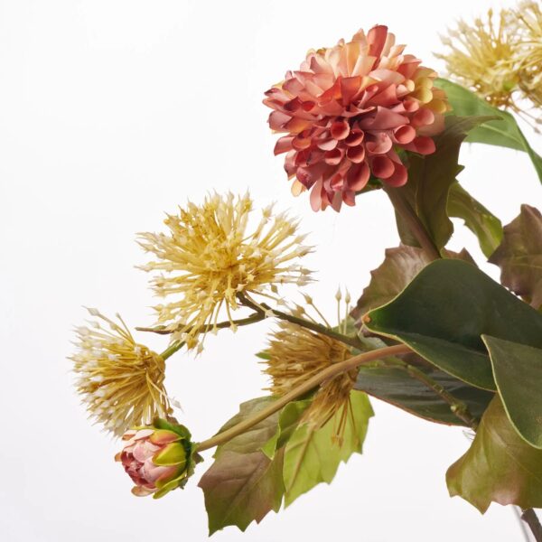 Close-up of vase silhouette detail on this Lifelike Fall Sienna Brown Dahlia Water Illusion Arrangement