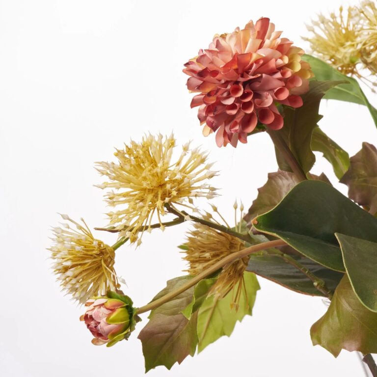 Close-up of vase silhouette detail on this Lifelike Fall Sienna Brown Dahlia Water Illusion Arrangement