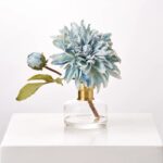 Dried Look Light Blue Giant Dahlia Bloom and Bud Water Illusion Arrangement - Blue