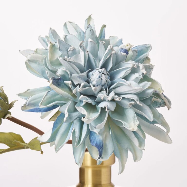 Close-up of vase silhouette detail on this Dried Look Light Blue Giant Water Illusion Arrangement