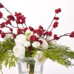 Close-up of vase silhouette detail on this Mini White Ranunculus Blooms Water Illusion Arrangement