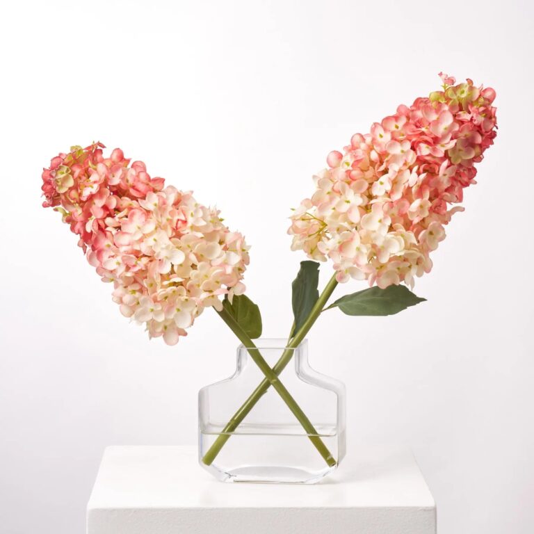 Lifelike Late Summer Pink Ombre Panicle Cone Hydrangea Large Water Illusion Arrangement