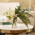 Alternate angle of the The Christmas Orchid - Cream Illusion Centerpiece Arrangement showing bloom arrangement
