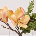 Close-up of vase silhouette detail on this Golden Magnolia Bloom and Bud Modern Oval Vase