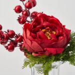 Close-up of vase silhouette detail on this Real Touch Red Peony, Cedar Water Illusion Arrangement