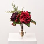 Merry Berry Holiday Trio - Red Rose, Wine Hydrangea, Water Illusion Arrangement - Mixed Reds