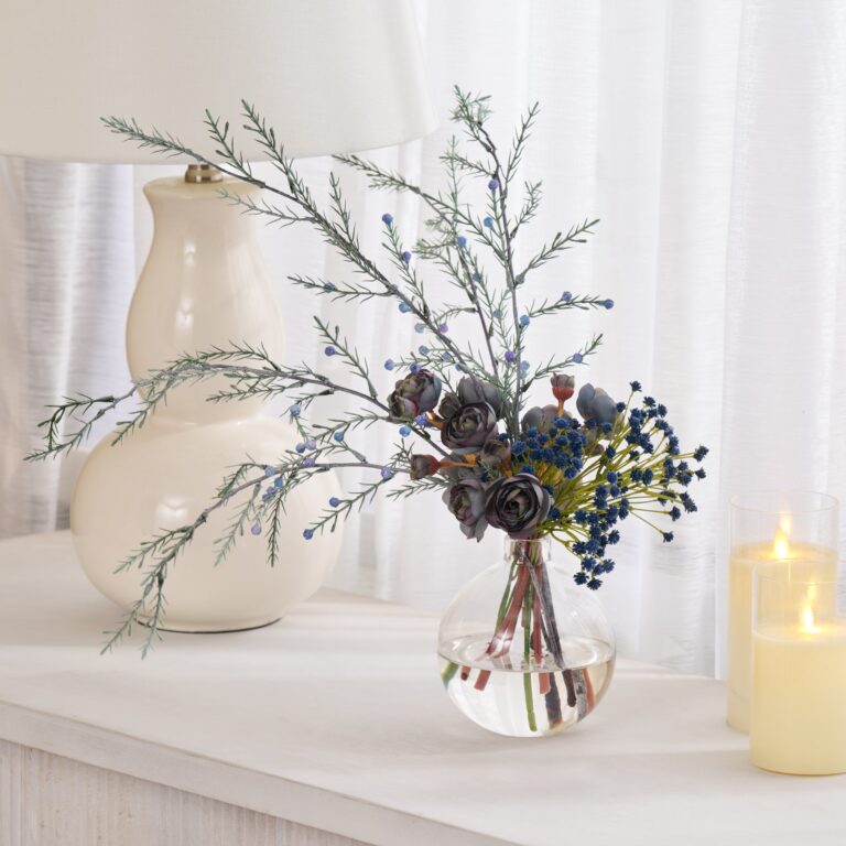 Something Blue Bouquet - Dusty Blue Ranunculus, Juniper Berry Water Illusion Arrangement