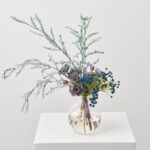 Close-up of vase silhouette detail on this Something Blue Bouquet - Dusty Water Illusion Arrangement