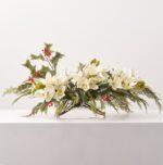 Holiday Orchid Elegance - Real Touch Cedar, Lifelike Cymbidium Water Illusion Arrangement - Green and