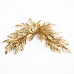 Detail view of layered foliage texture from the Antiqued Gold Bay Leaf Christmas Single Swag