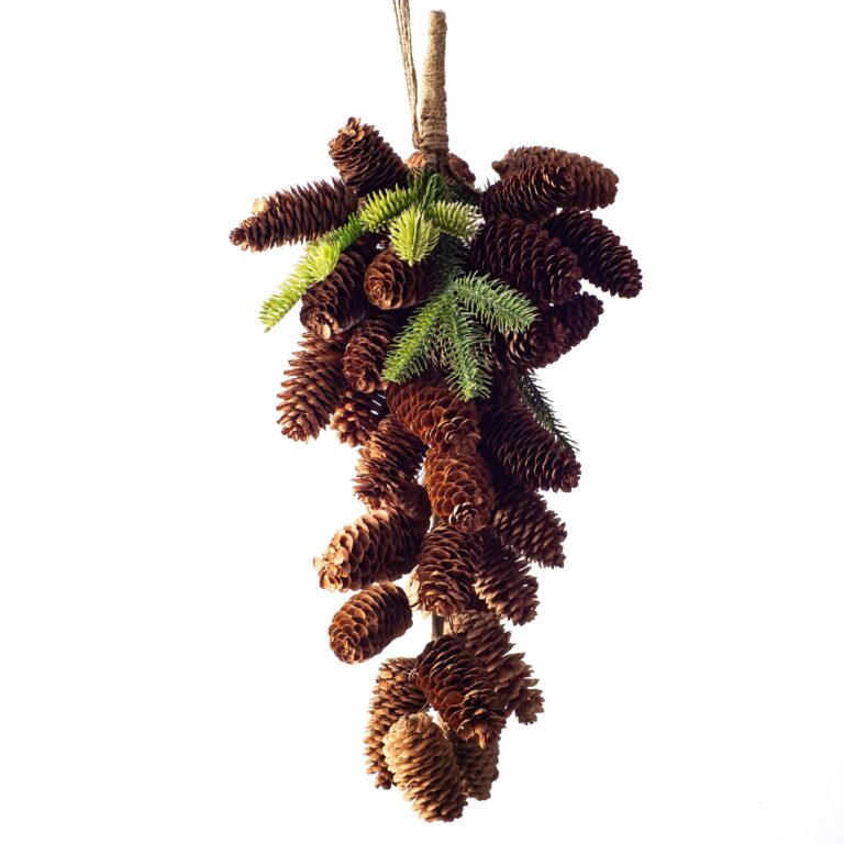 Rustic Natural Pinecone and Faux Pine Winter Christmas Hanging Swag