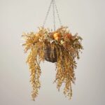 Fall Harvest Pumpkin Hanging Basket Fall Floral Arrangement Swag - Golden Yellow