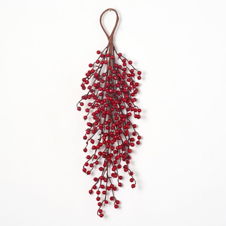 Deluxe Waterproof Red Berry Winter Teardrop Holiday Swag Christmas Decor - 28 inch