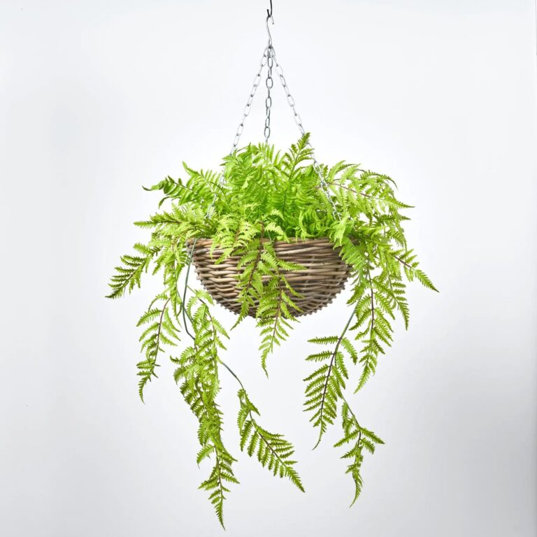 All Seasons Boston Fern Hanging Basket Everyday Faux Greenery - Green