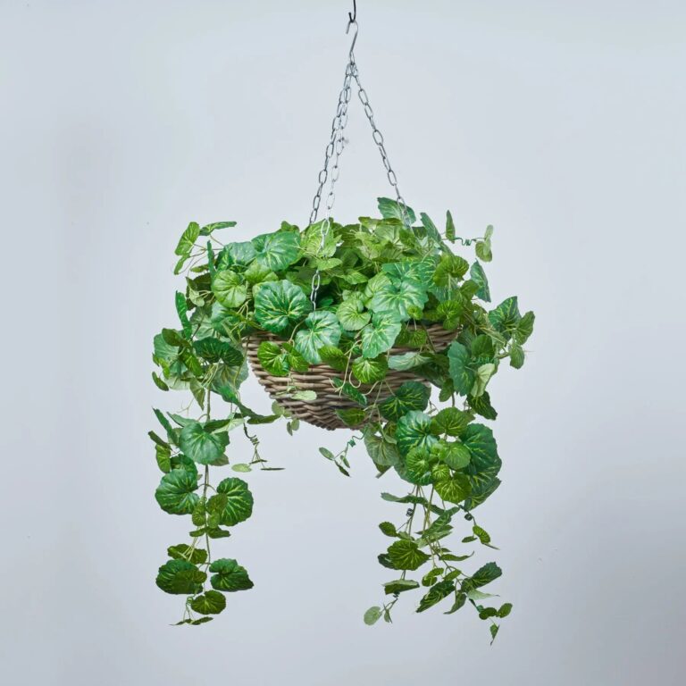 Close-up of craft detail close-up on this All Seasons Begonia Leaf Hanging Leaf Hanging Basket