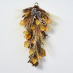 Alternate angle of the Bleached Wheat Grass, Pinecone Front Door Swag showing full swag shape