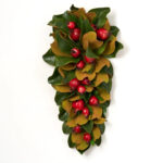 Alternate angle of the Real Touch Magnolia Leaf Door Christmas Swag Holiday showing full swag
