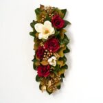 Magnolia Majesty - Real Touch Magnolia, Metallic Gold Crabapple, Hanging Christmas Swag - Green Gold